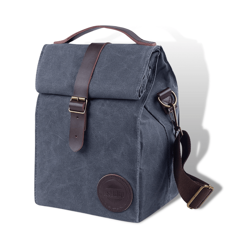 Asebbo Insulated Waxed Canvas Lunch Bag with Adjustable Strap main image - gray