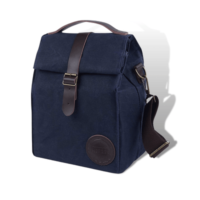 Asebbo Insulated Waxed Canvas Lunch Bag with Adjustable Strap main image - navy blue