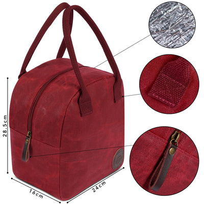 Size of ASEBBO Insulated Waxed Canvas Lunch Bags for Women, Reusable Thermal Lunch Tote for Women, Lunch bags for Women